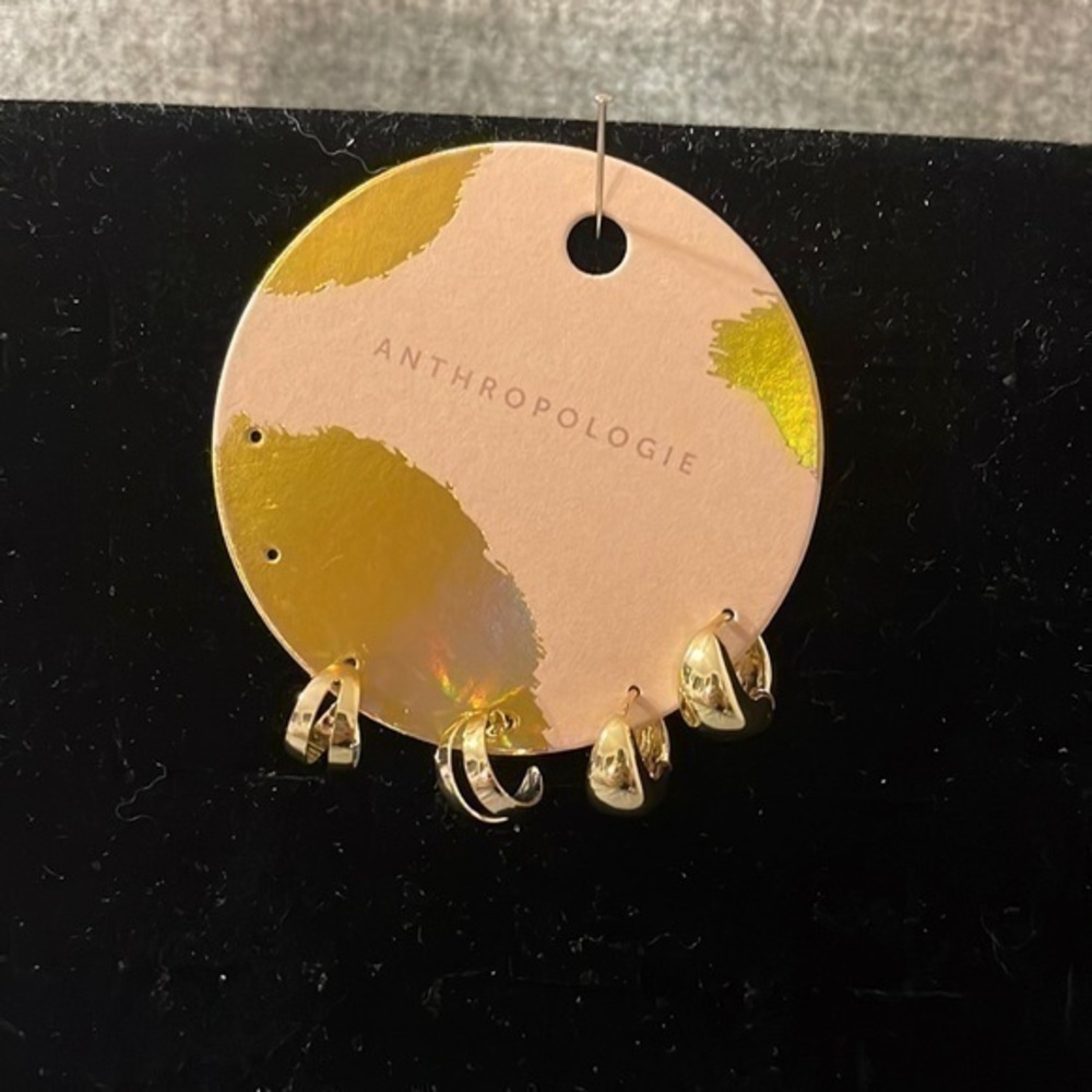Anthropologie Set Of 2 Mini Gold Huggies. NWT